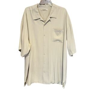 Tommy Bahama 100% Silk Off-White Cream Camp Shirt Size XXL‎ Hawaiian Tropical